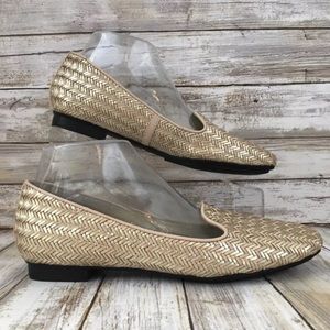 Isaac Mizrahi NY Kailyn Gold Woven Loafer Shoe 8M.